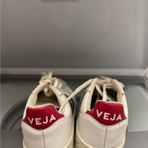 Veja Cream and Red Sneakers